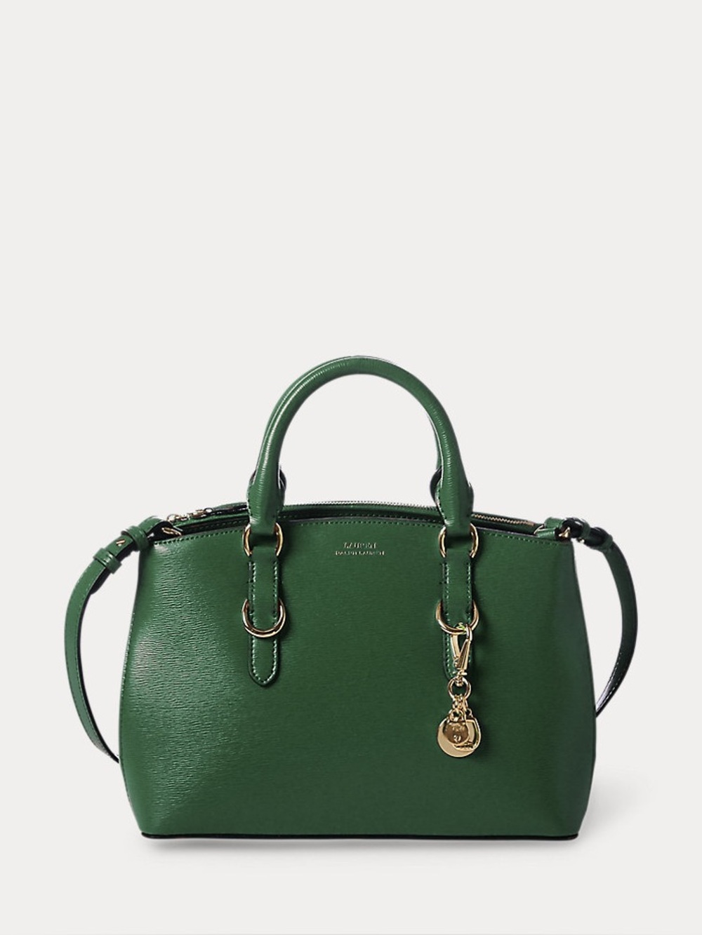 Ralph Lauren Saffiano Leather Mini Satchel Dark Green RARE Like new